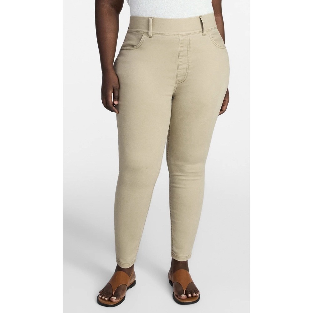 Terra & Sky Womens 0X Khaki Tan High Rise Skinny Pull On Jeggings NWT